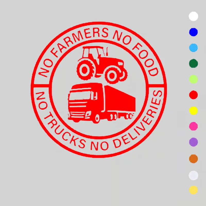 Auto-Vinyl-Aufkleber: Keine Bauern, kein Essen – keine LKW, keine Lieferungen