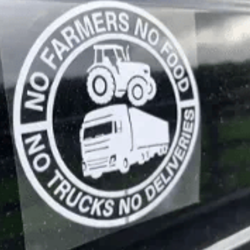 Auto-Vinyl-Aufkleber: Keine Bauern, kein Essen – keine LKW, keine Lieferungen